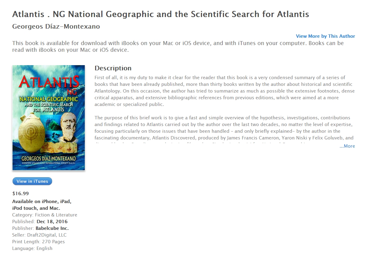 http://www.atlantisng.com/en/English-books/ Atlantis . NG National Geographic and the Scientific Search for Atlantis, by Georgeos D�az-Montexano